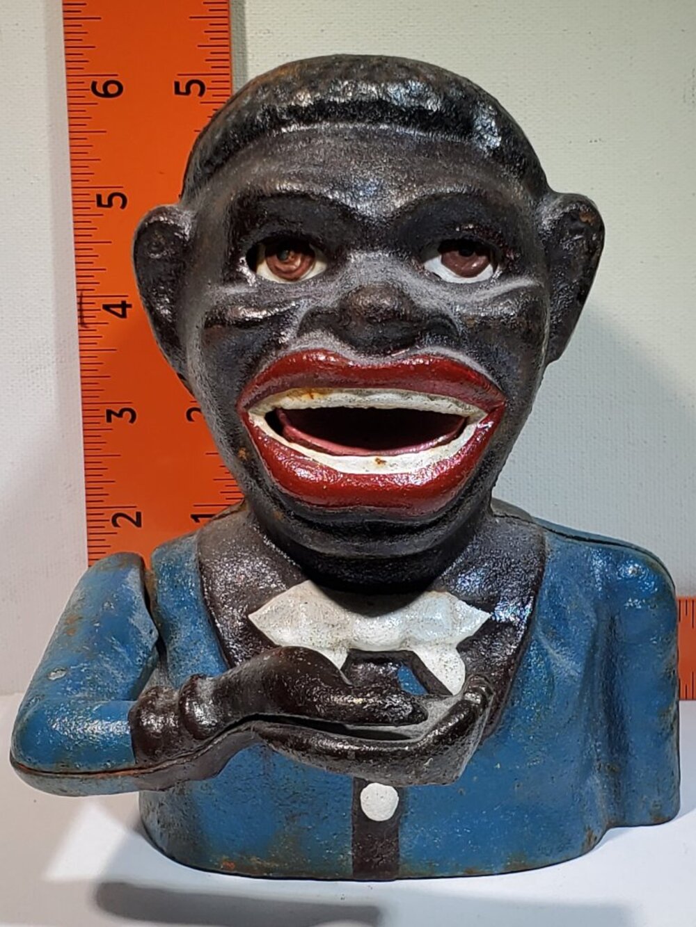 VINTAGE BLACK AMERICANA J E STEVENS *** JOLLY BOY *** CAST IRON MECHANICAL BANK